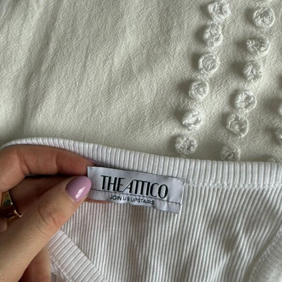 The Attico Tank Top Ribbed Knit 100% Cotton Metal Button Detail Racer Back Sz 40 - Picture 2 of 8